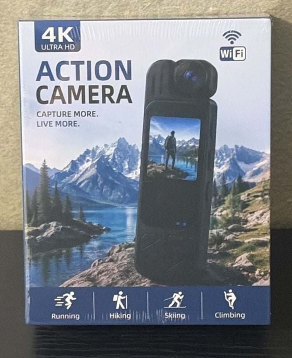 4K Ultra HD Action Camera with 180° Rotatable Lens Night Vision&BackClip Design